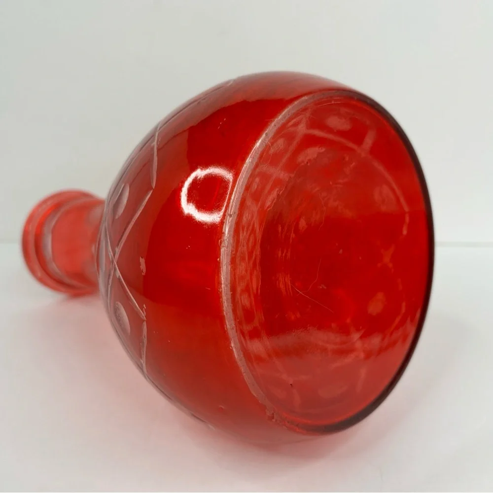 Vintage Red Cut to Clear Decanter‎ Ruby
Base Bohemian Glass Art Vase - Picture 2 of 9